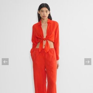 Aritzia Red/orange Tie-Front top